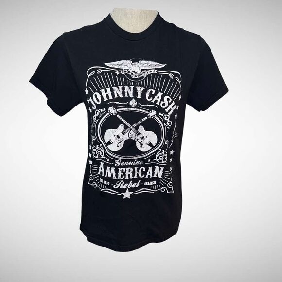 Johnny Cash Short Sleeve Black with White T-Shirt Size Small - Picture 1 of 5